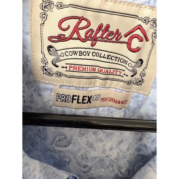 Rafter C Cowboy Collection Mens 2XLT Blue Paisley Western Pearl Snap Shirt 2XL T - Picture 2 of 12